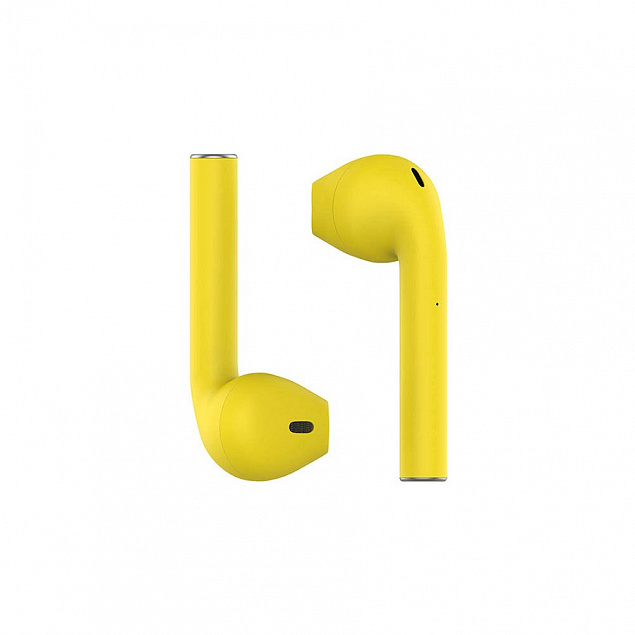 Наушники беспроводные с зарядным боксом TWS AIR SOFT, цвет желтый  с логотипом в Волгограде заказать по выгодной цене в кибермаркете AvroraStore