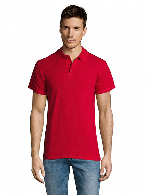 Рубашка поло мужская SUMMER 170, красная с логотипом в Волгограде заказать по выгодной цене в кибермаркете AvroraStore