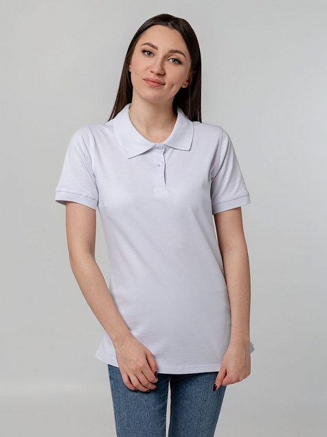 Рубашка поло женская Virma Stretch Lady, белая с логотипом в Волгограде заказать по выгодной цене в кибермаркете AvroraStore