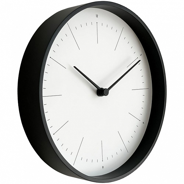 Часы настенные Lacky, белые с черным с логотипом в Волгограде заказать по выгодной цене в кибермаркете AvroraStore