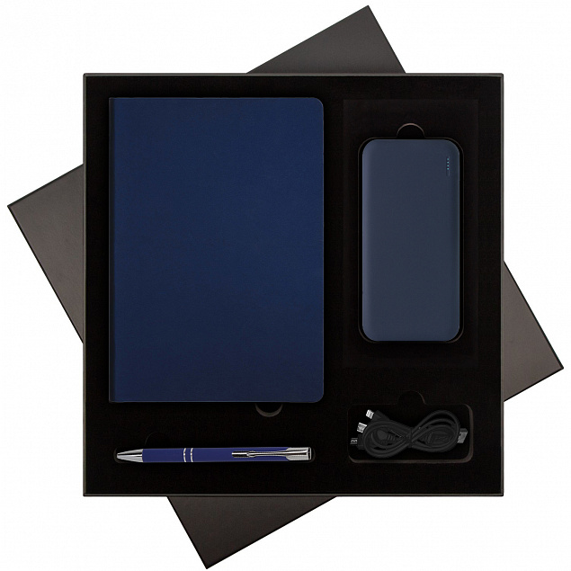 Подарочный набор Star синий (ежедневник, ручка, аккумулятор) с логотипом в Волгограде заказать по выгодной цене в кибермаркете AvroraStore