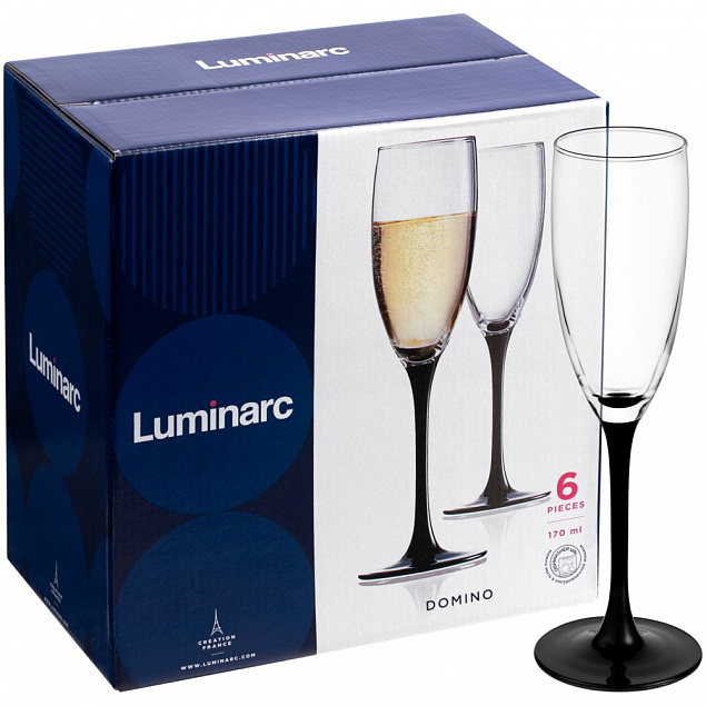 Набор бокалов для шампанского «Домино» с логотипом в Волгограде заказать по выгодной цене в кибермаркете AvroraStore