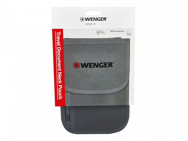 Чехол для документов WENGER на шею с системой защиты данных RFID, серый, полиэстер, 19 x 14 см с логотипом в Волгограде заказать по выгодной цене в кибермаркете AvroraStore