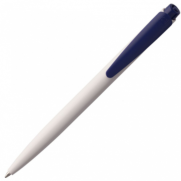 Ручка шариковая Senator Dart Polished, бело-синяя с логотипом в Волгограде заказать по выгодной цене в кибермаркете AvroraStore