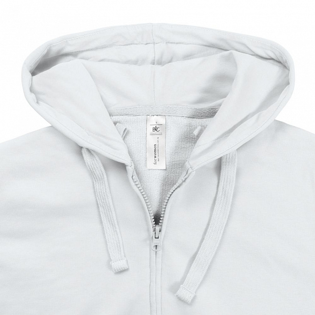 Толстовка женская Hooded Full Zip белая с логотипом в Волгограде заказать по выгодной цене в кибермаркете AvroraStore