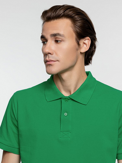 Рубашка поло мужская Virma Premium, зеленая с логотипом в Волгограде заказать по выгодной цене в кибермаркете AvroraStore