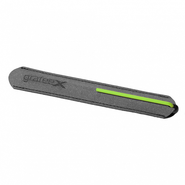 Шариковая ручка GrafeeX в чехле, черная с зеленым с логотипом в Волгограде заказать по выгодной цене в кибермаркете AvroraStore