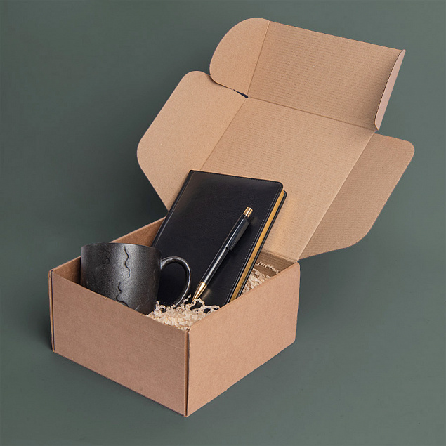 Набор подарочный DARKGOLD: кружка, ручка, бизнес-блокнот, коробка со стружкой с логотипом в Волгограде заказать по выгодной цене в кибермаркете AvroraStore