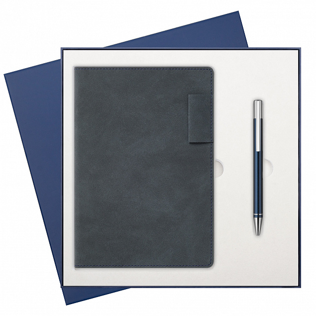 Подарочный набор Teolo, синий (ежедневник, ручка) с логотипом в Волгограде заказать по выгодной цене в кибермаркете AvroraStore