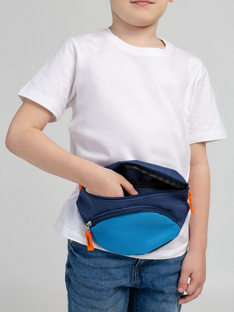 Поясная сумка детская Kiddo, синяя с голубым с логотипом в Волгограде заказать по выгодной цене в кибермаркете AvroraStore