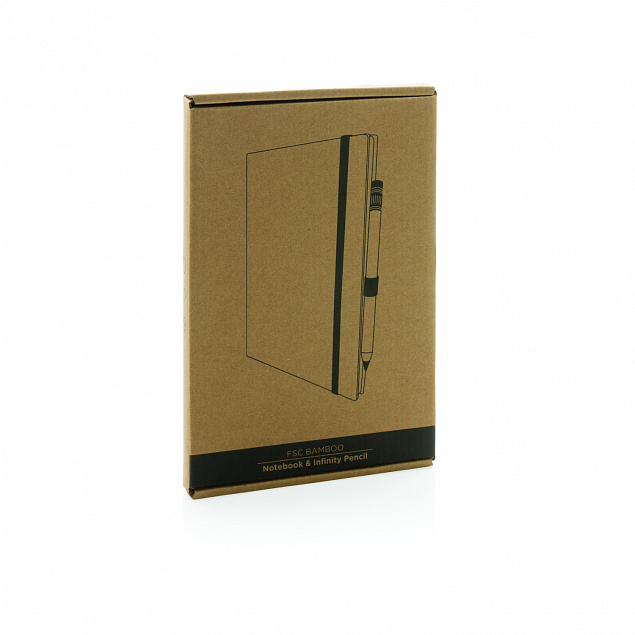 Блокнот с вечным карандашом Bamboo FSC® с логотипом в Волгограде заказать по выгодной цене в кибермаркете AvroraStore