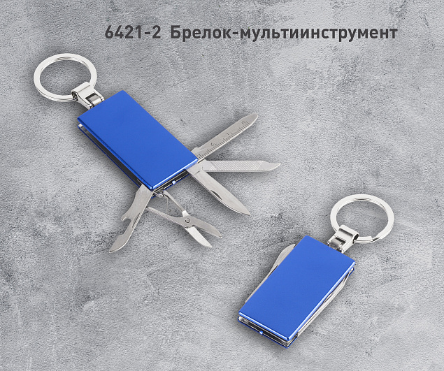 Брелок-мультиинструмент, синий с логотипом в Волгограде заказать по выгодной цене в кибермаркете AvroraStore