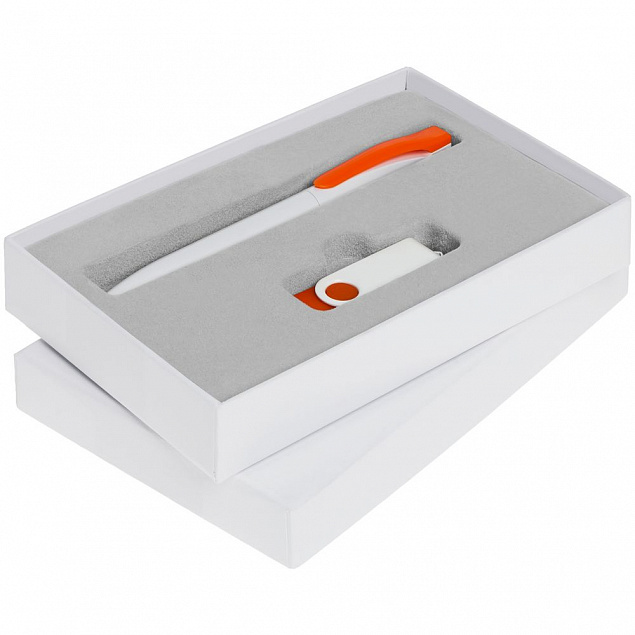 Набор Twist White, белый с оранжевым, 8 Гб с логотипом в Волгограде заказать по выгодной цене в кибермаркете AvroraStore