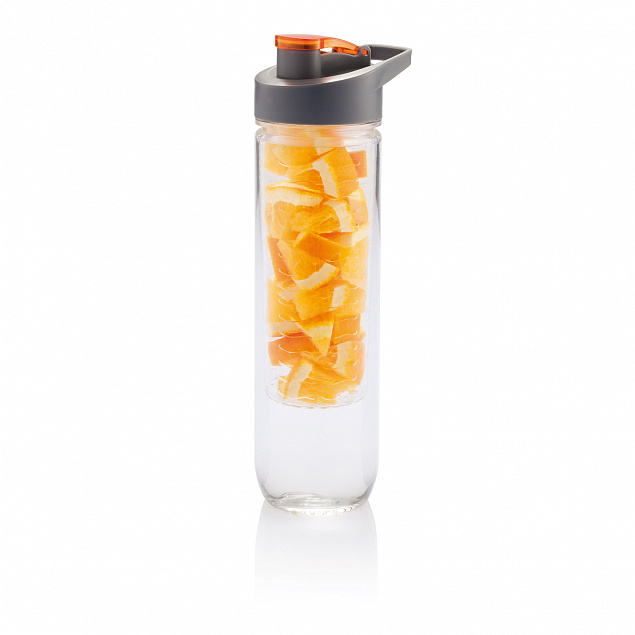 Бутылка для воды Tritan с контейнером для фруктов, 800 мл, оранжевый с логотипом в Волгограде заказать по выгодной цене в кибермаркете AvroraStore