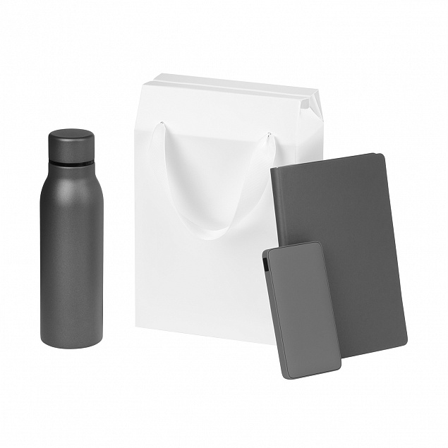 Подарочный набор Sorento, серый (термобутылка, ежедневник, аккумулятор) с логотипом в Волгограде заказать по выгодной цене в кибермаркете AvroraStore