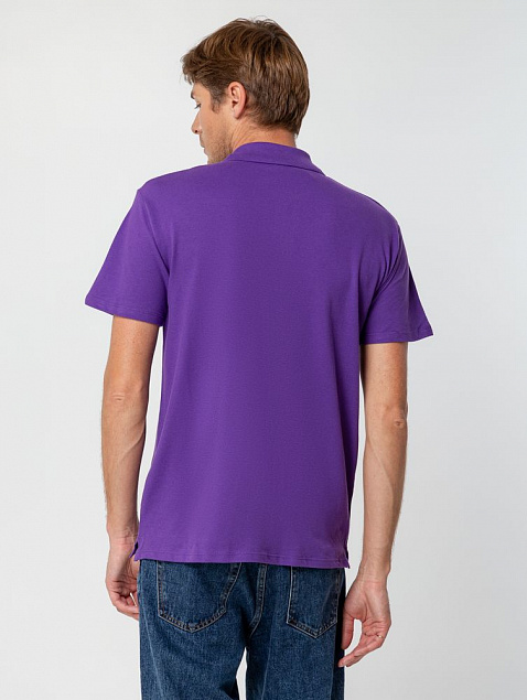 Рубашка поло мужская SUMMER 170, темно-фиолетовая с логотипом в Волгограде заказать по выгодной цене в кибермаркете AvroraStore