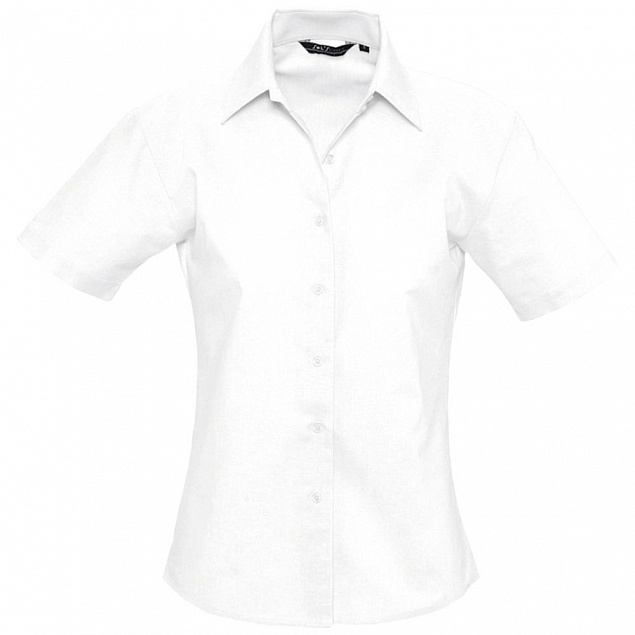 Рубашка женская с коротким рукавом ELITE, белая с логотипом в Волгограде заказать по выгодной цене в кибермаркете AvroraStore