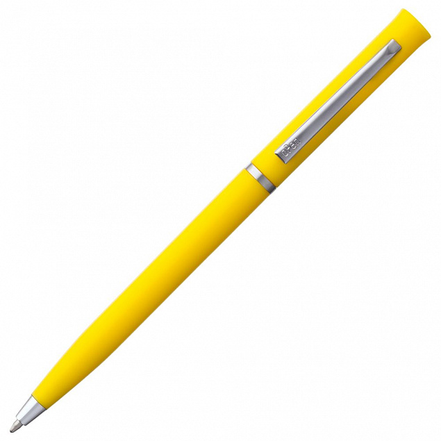 Ручка шариковая Euro Chrome, желтая с логотипом в Волгограде заказать по выгодной цене в кибермаркете AvroraStore