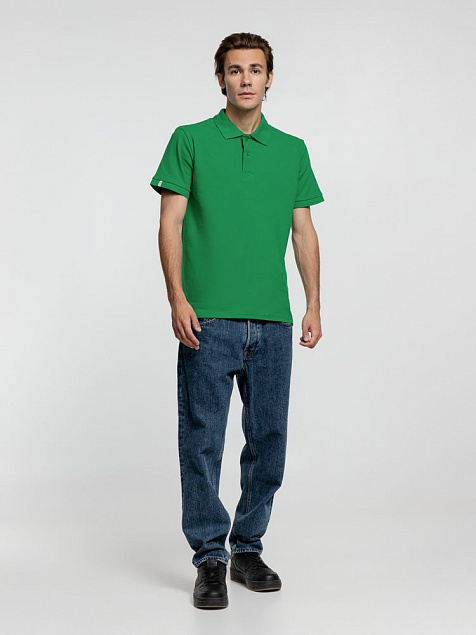 Рубашка поло мужская Virma Premium, зеленая с логотипом в Волгограде заказать по выгодной цене в кибермаркете AvroraStore