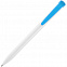 Ручка шариковая Favorite, белая с голубым с логотипом в Волгограде заказать по выгодной цене в кибермаркете AvroraStore