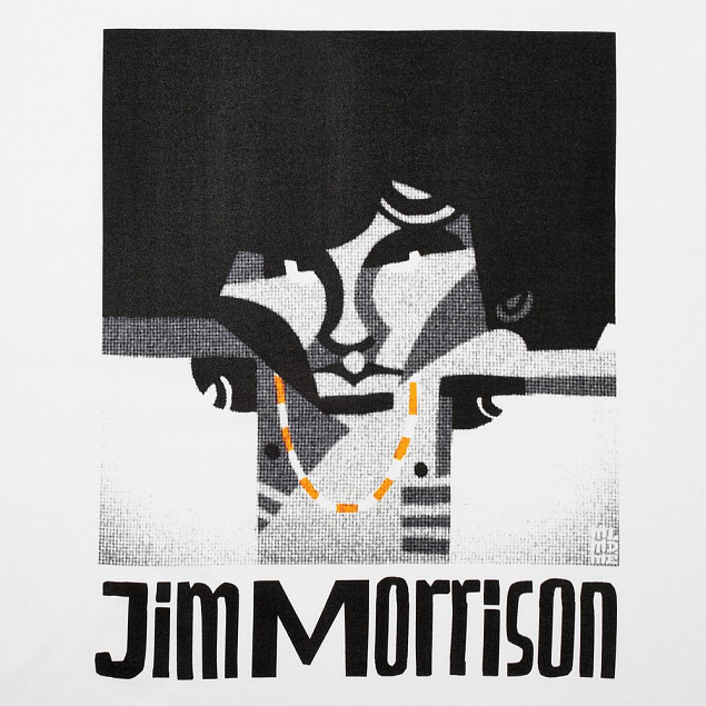Футболка «Меламед. Jim Morrison», белая с логотипом в Волгограде заказать по выгодной цене в кибермаркете AvroraStore