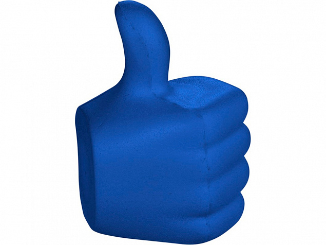 Антистресс в форме поднятого большого пальца, синий с логотипом в Волгограде заказать по выгодной цене в кибермаркете AvroraStore