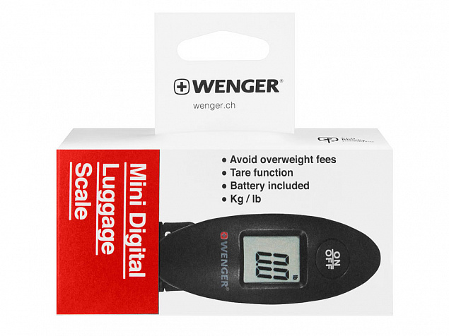 Мини-весы для багажа WENGER электронные, черные, АБС-пластик, до 40 кг с логотипом в Волгограде заказать по выгодной цене в кибермаркете AvroraStore