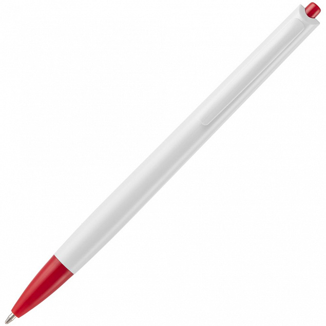 Ручка шариковая Tick, белая с красным с логотипом в Волгограде заказать по выгодной цене в кибермаркете AvroraStore