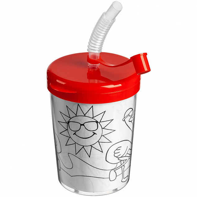 Бутылка-раскраска детская «Передвижник», красная с логотипом в Волгограде заказать по выгодной цене в кибермаркете AvroraStore