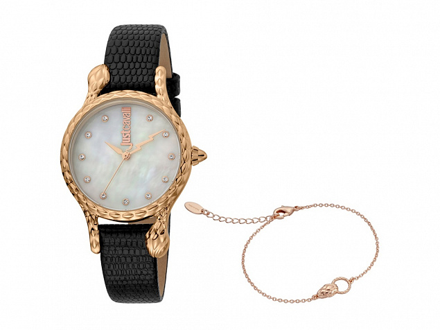 Подарочный комплект, состоящий из женских наручных часов и браслета. Just Cavalli с логотипом в Волгограде заказать по выгодной цене в кибермаркете AvroraStore