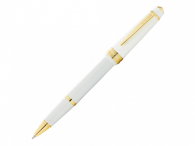 Ручка-роллер Bailey Light Polished White Resin and Gold Tone с логотипом в Волгограде заказать по выгодной цене в кибермаркете AvroraStore
