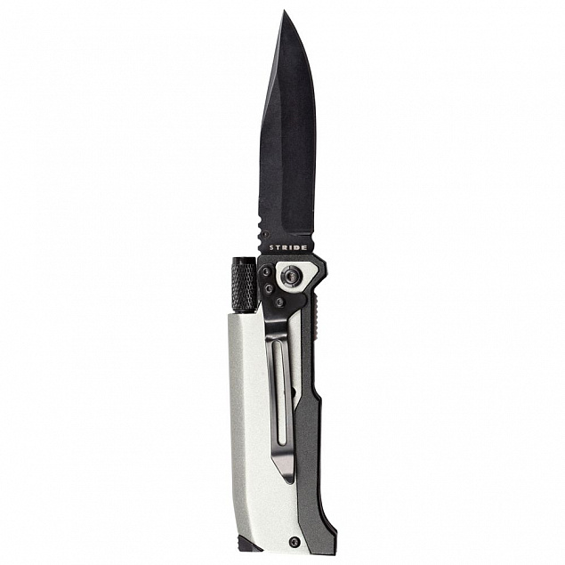 Нож складной с фонариком и огнивом Ster, серый с логотипом в Волгограде заказать по выгодной цене в кибермаркете AvroraStore