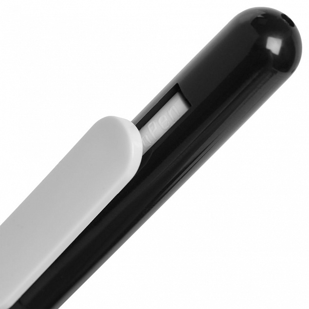 Ручка шариковая Slider, черная с белым с логотипом в Волгограде заказать по выгодной цене в кибермаркете AvroraStore