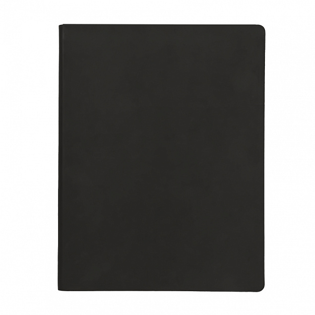 Бизнес-блокнот "Biggy", B5 формат, черный, серый форзац, мягкая обложка, в клетку с логотипом в Волгограде заказать по выгодной цене в кибермаркете AvroraStore