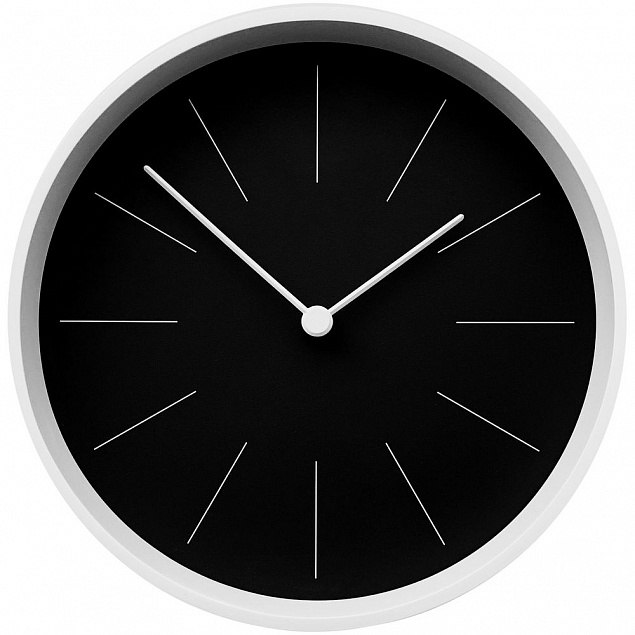 Часы настенные Neo, черные с белым с логотипом в Волгограде заказать по выгодной цене в кибермаркете AvroraStore