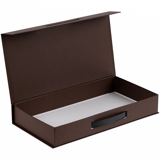 Коробка с ручкой Platt, коричневая с логотипом в Волгограде заказать по выгодной цене в кибермаркете AvroraStore