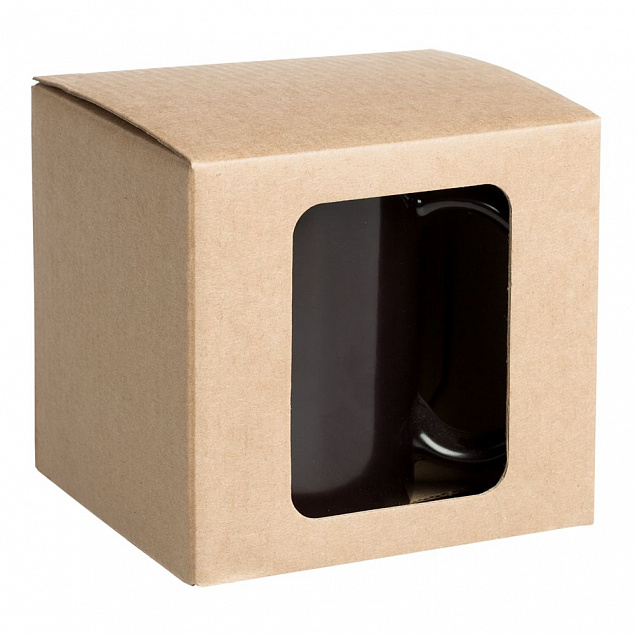 Коробка для кружки Window, крафт с логотипом в Волгограде заказать по выгодной цене в кибермаркете AvroraStore