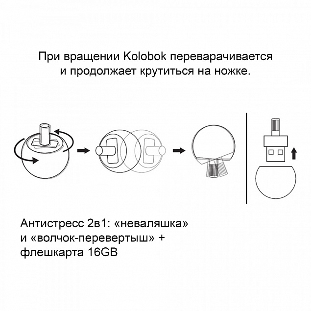 Флеш-карта "Kolobok" 16 Гб с логотипом в Волгограде заказать по выгодной цене в кибермаркете AvroraStore