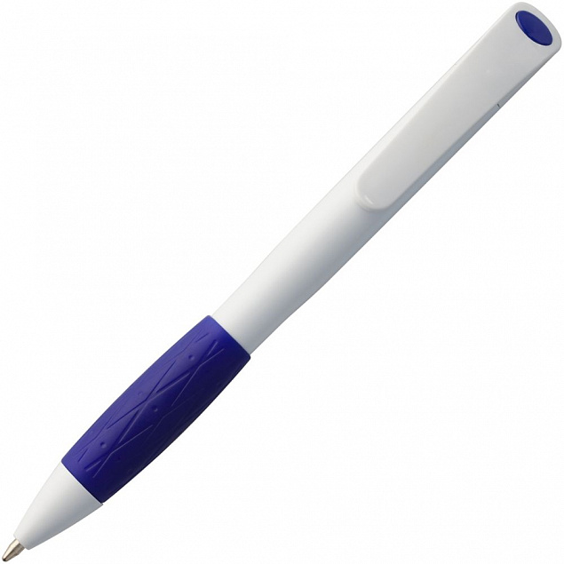 Ручка шариковая Grip, белая с оранжевым с логотипом в Волгограде заказать по выгодной цене в кибермаркете AvroraStore