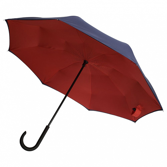 Зонт наоборот Style, трость, сине-красный с логотипом в Волгограде заказать по выгодной цене в кибермаркете AvroraStore
