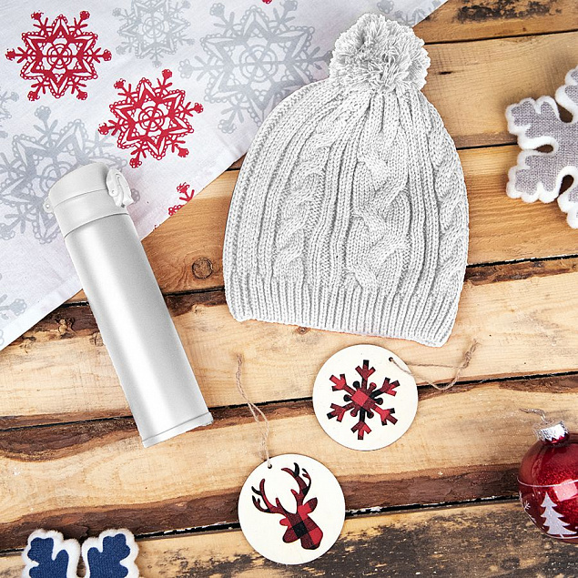 Подарочный набор WINTER TALE: шапка, термос, новогодние украшения, белый с логотипом в Волгограде заказать по выгодной цене в кибермаркете AvroraStore