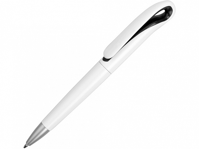Ручка шариковая Swansea, белый/черный, черные чернила с логотипом в Волгограде заказать по выгодной цене в кибермаркете AvroraStore