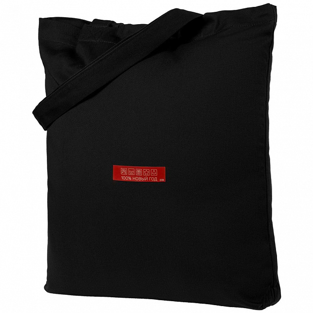 Холщовая сумка «100% Новый год», черная с логотипом в Волгограде заказать по выгодной цене в кибермаркете AvroraStore