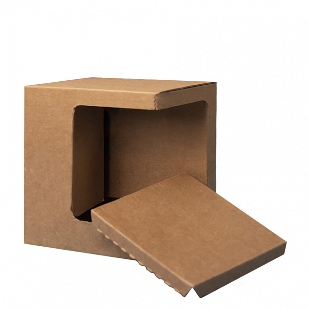 Коробка для кружек 25903, 27701, 27601, размер 11,8х9,0х10,8 см, микрогофрокартон, коричневый с логотипом в Волгограде заказать по выгодной цене в кибермаркете AvroraStore