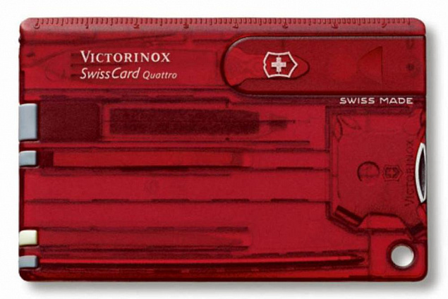 Набор инструментов SwissCard Quattro, красный с логотипом в Волгограде заказать по выгодной цене в кибермаркете AvroraStore