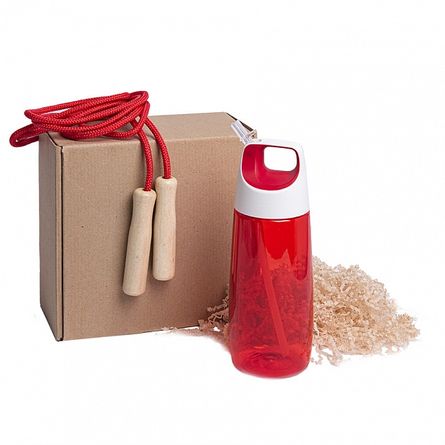 Набор подарочный INMODE: бутылка для воды, скакалка, стружка, коробка, красный с логотипом в Волгограде заказать по выгодной цене в кибермаркете AvroraStore