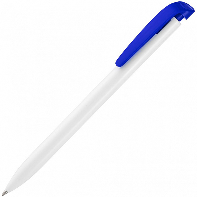 Ручка шариковая Favorite, белая с синим с логотипом в Волгограде заказать по выгодной цене в кибермаркете AvroraStore