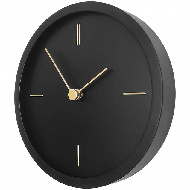 Часы настенные Bronco Thelma, черные с логотипом в Волгограде заказать по выгодной цене в кибермаркете AvroraStore