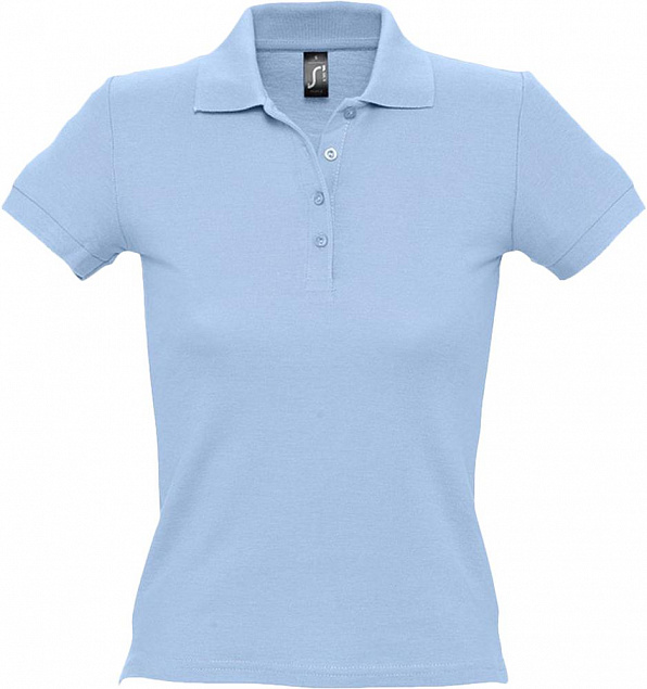 Рубашка поло женская PEOPLE 210, голубая с логотипом в Волгограде заказать по выгодной цене в кибермаркете AvroraStore