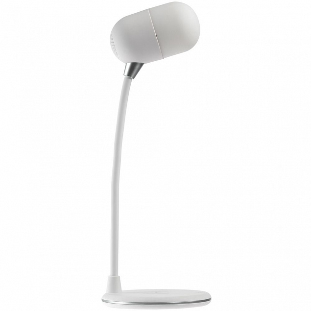Лампа с колонкой и беспроводной зарядкой lampaTon, белая с логотипом в Волгограде заказать по выгодной цене в кибермаркете AvroraStore
